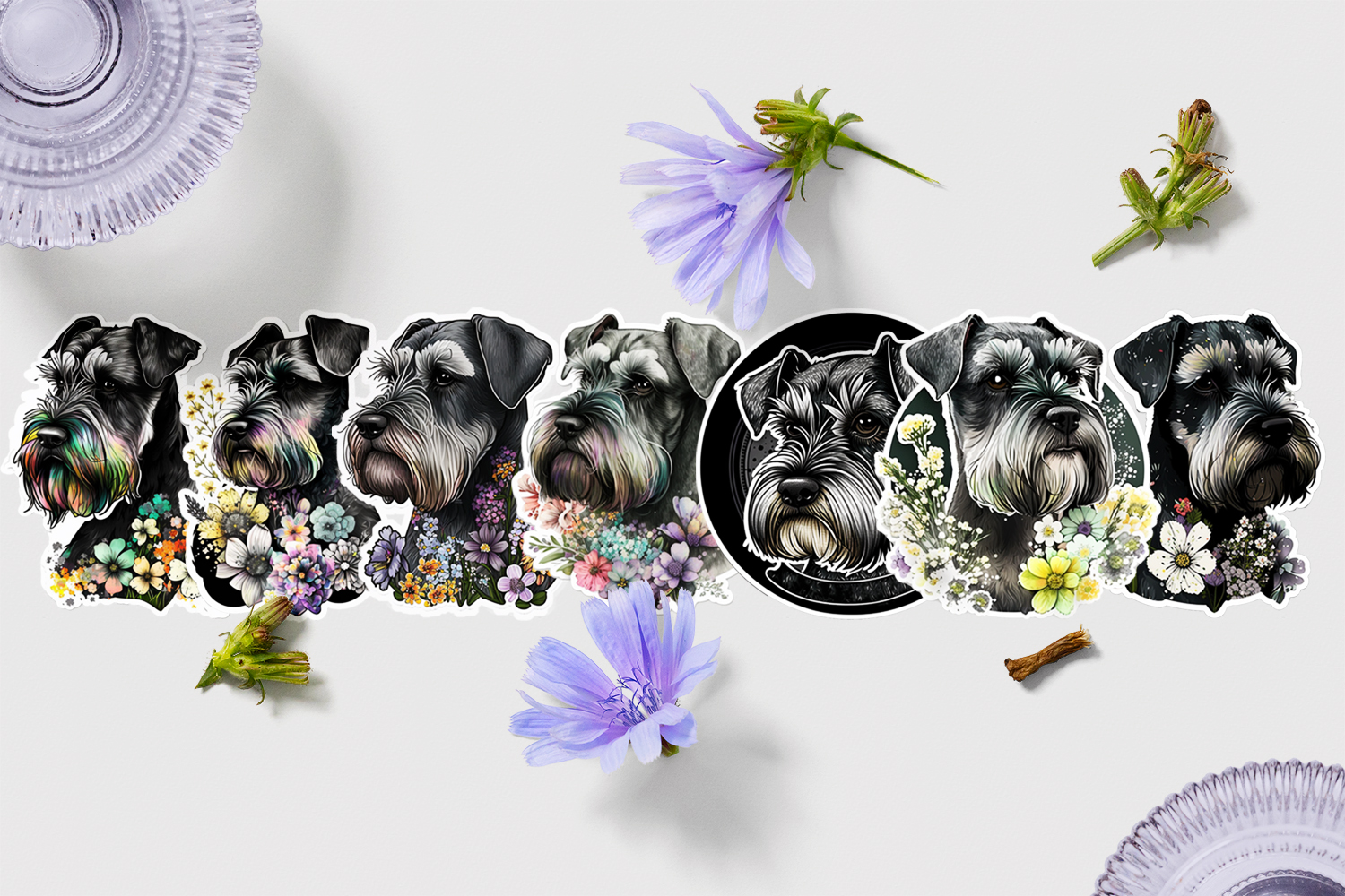 Schnauzer (Standard) - Vinyl Sticker Bundle (7)
